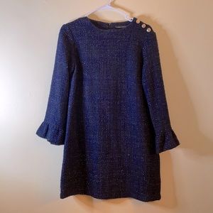 Zara navy & gold tweed dress with bell sleeve!